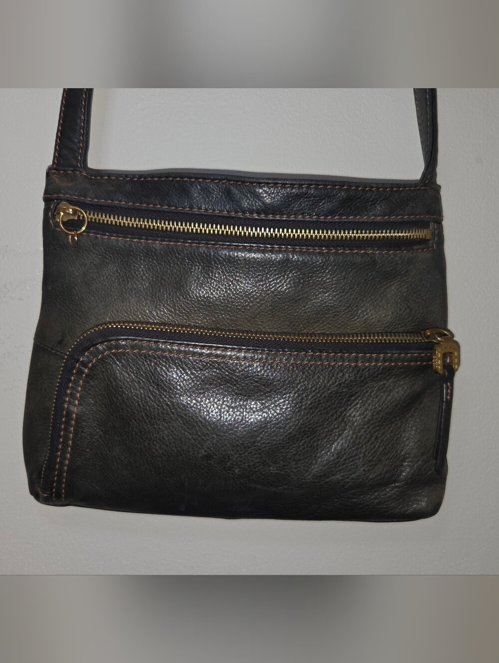 HOBO Originals Leather Distressed Utility Crossbody Bag - Brass Toned Hardware